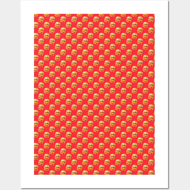 Chicken Burger Pattern Wall Art by fernandaffp